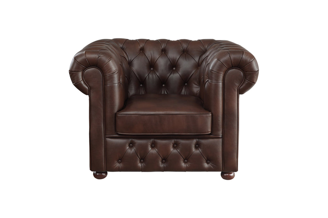 Tiverton Brown Faux Leather Living Room Set