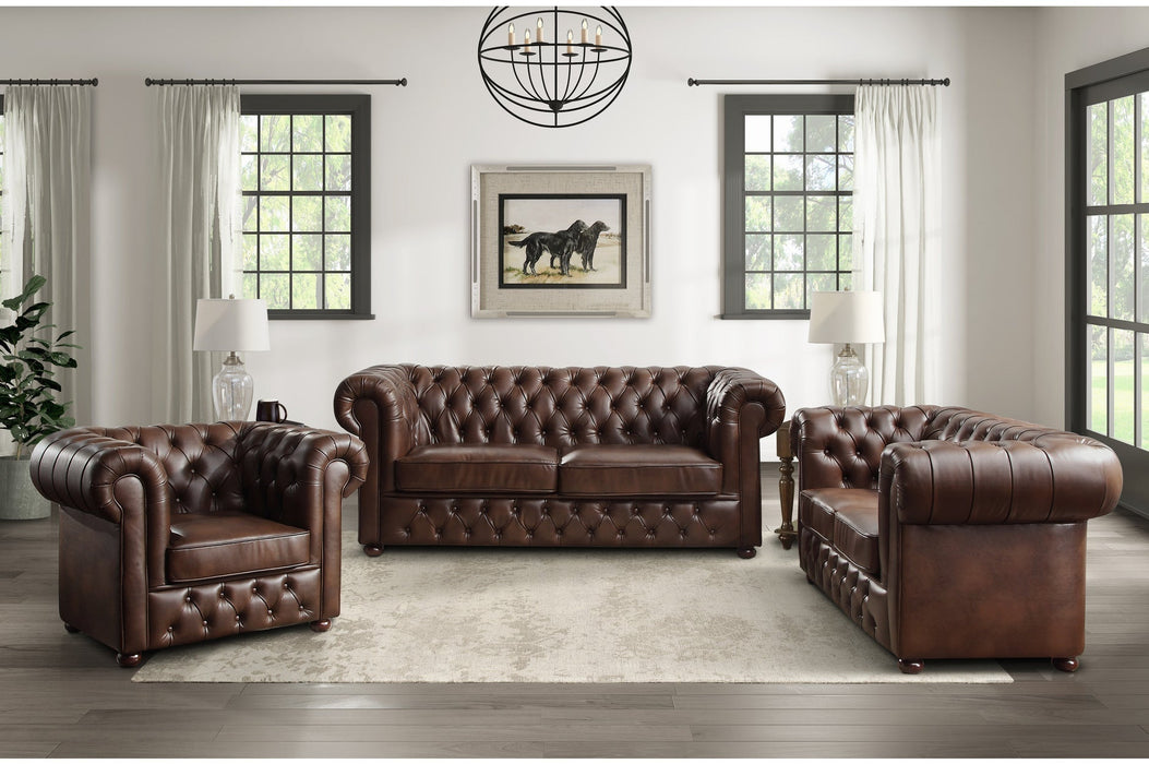 Tiverton Brown Faux Leather Living Room Set