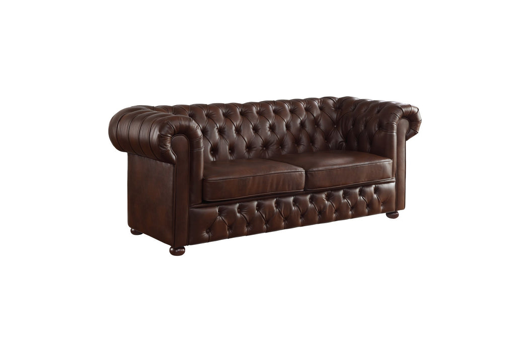 Tiverton Brown Faux Leather Living Room Set