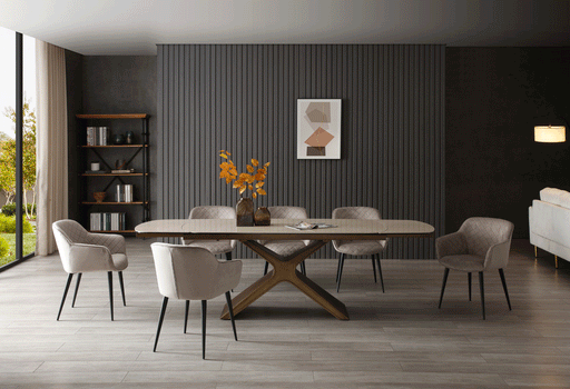 9368 Table Taupe With 1117 Chairs Set - Lara Furniture