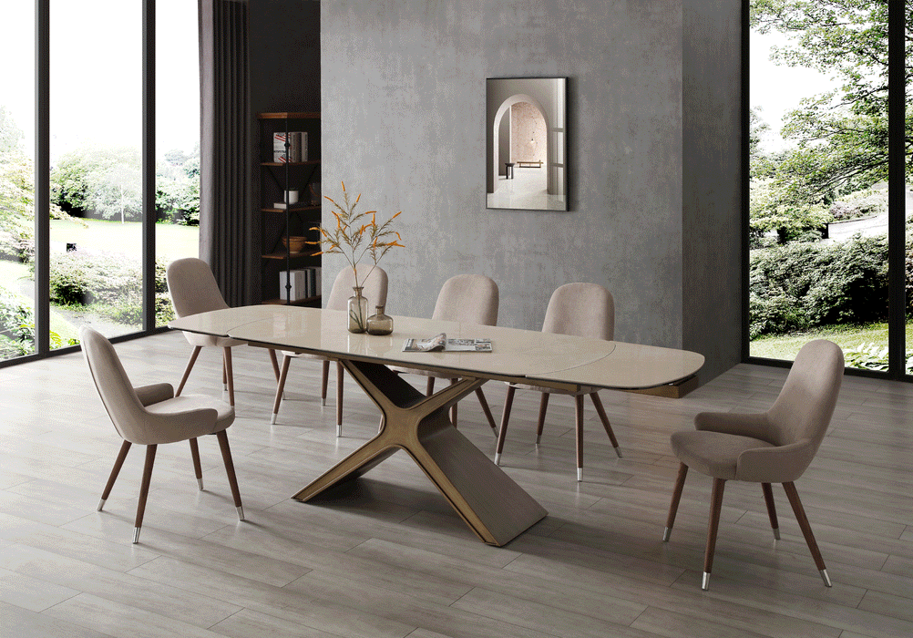 9368 Table Taupe With 1287 Chairs Set - Lara Furniture