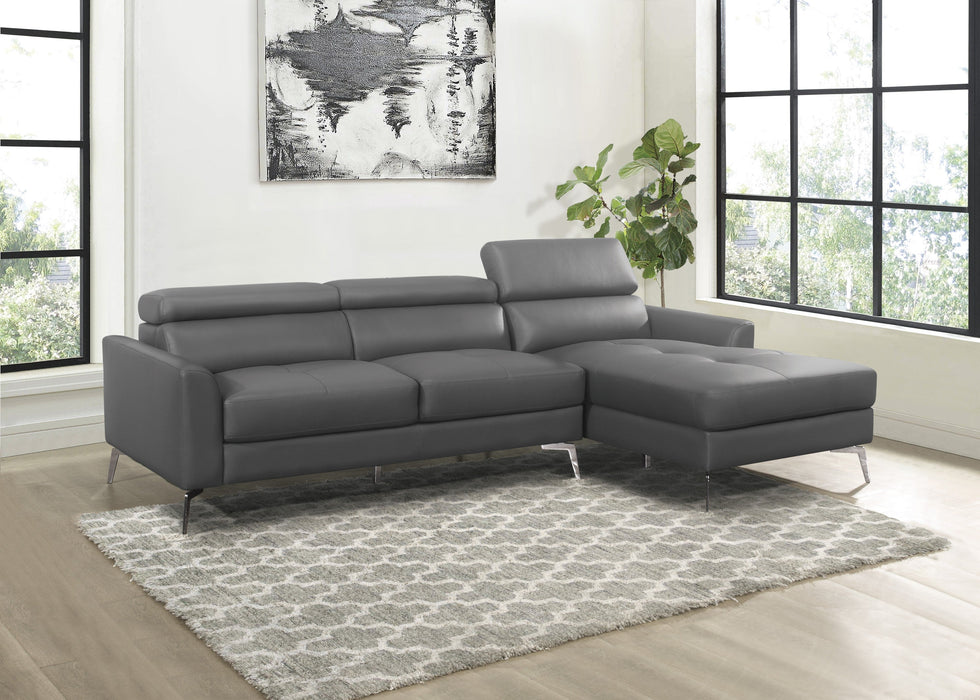 Ashland Dark Gray Leather RAF Sectional