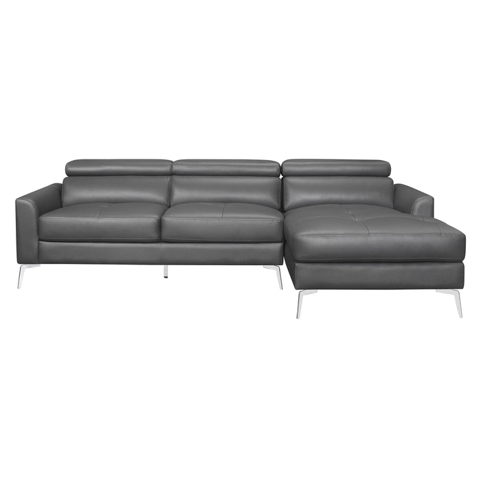 Ashland Dark Gray Leather RAF Sectional