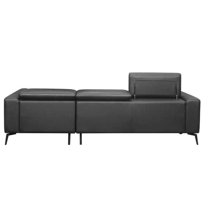 Argonne Black Leather RAF Sectional