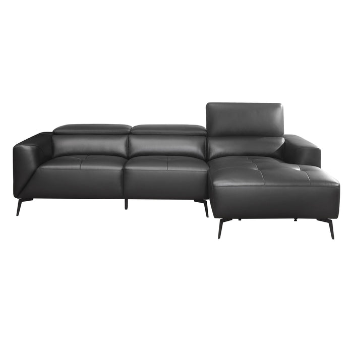 Argonne Black Leather RAF Sectional