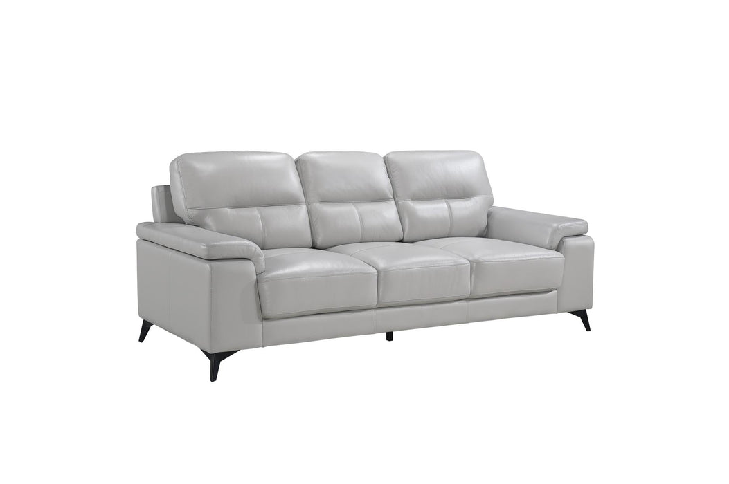 Mischa Silver Grain Top Grain Leather Living Room Set