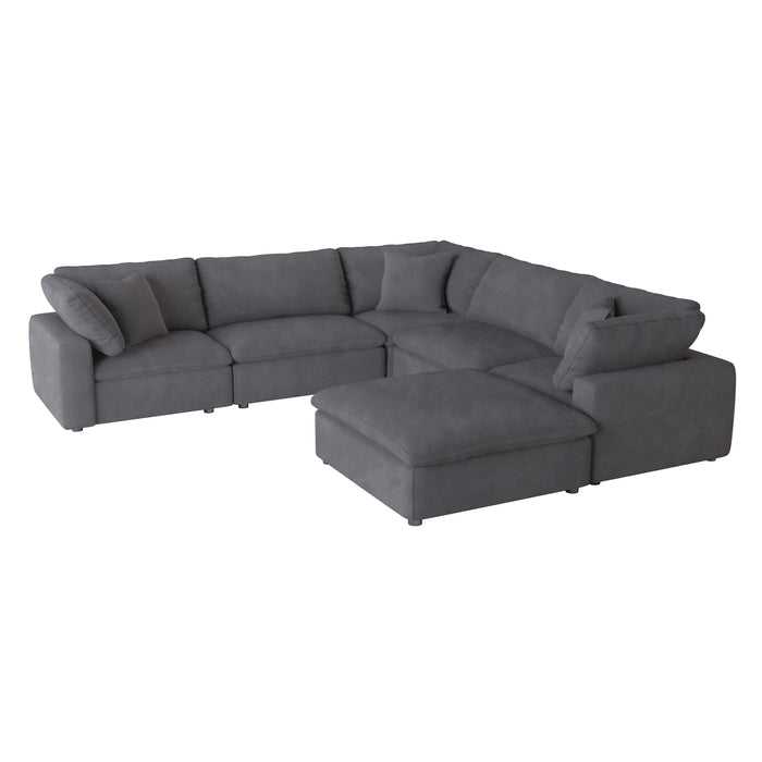 Guthrie Gray Modular 6-Piece Modular Sectional with Ottoman