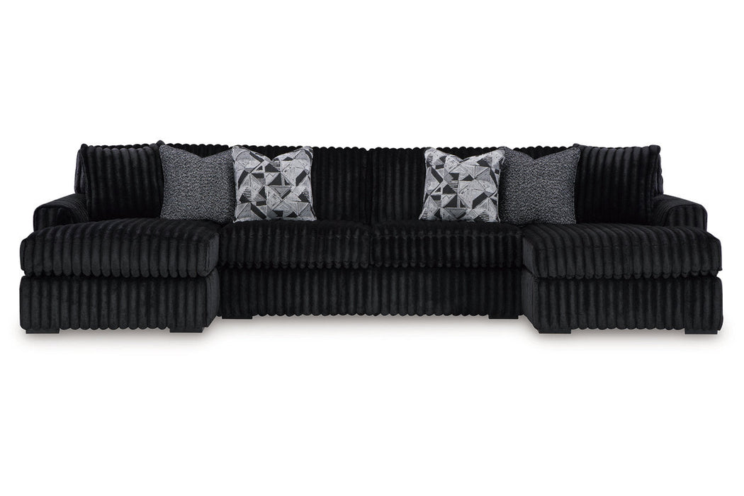 Midnight-Madness Onyx 3-Piece Sectional with Chaise -   - Lara Furniture