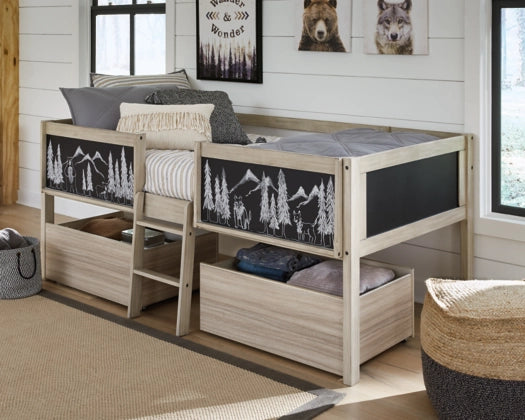 Wrenalyn Twin Loft Bed with Under Bed Bin Storage