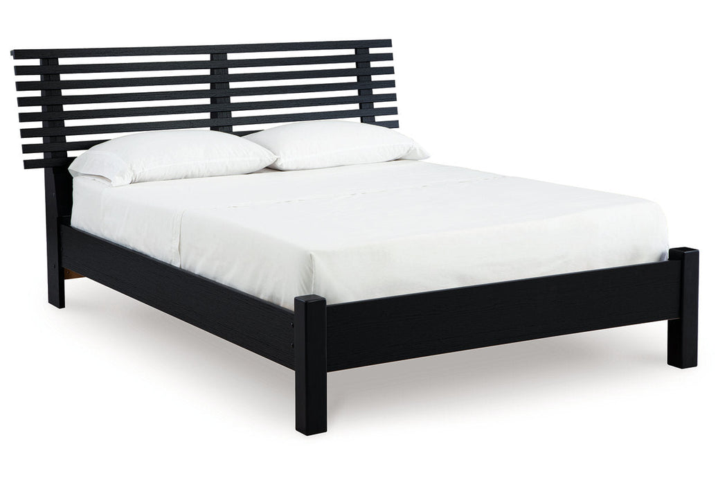 Danziar Black Queen Slat Platform Bed -  Ashley - Lara Furniture