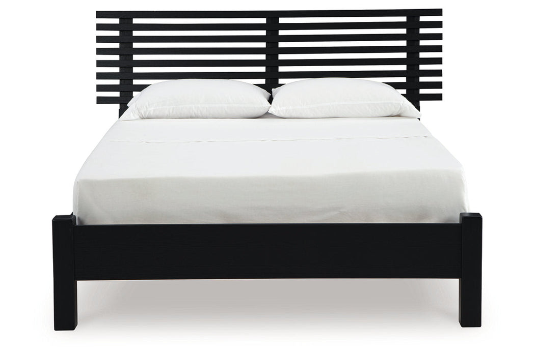 Danziar Black Queen Slat Platform Bed -  Ashley - Lara Furniture