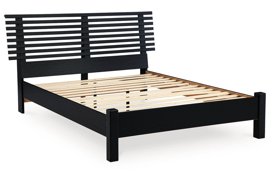 Danziar Black Queen Slat Platform Bed -  Ashley - Lara Furniture