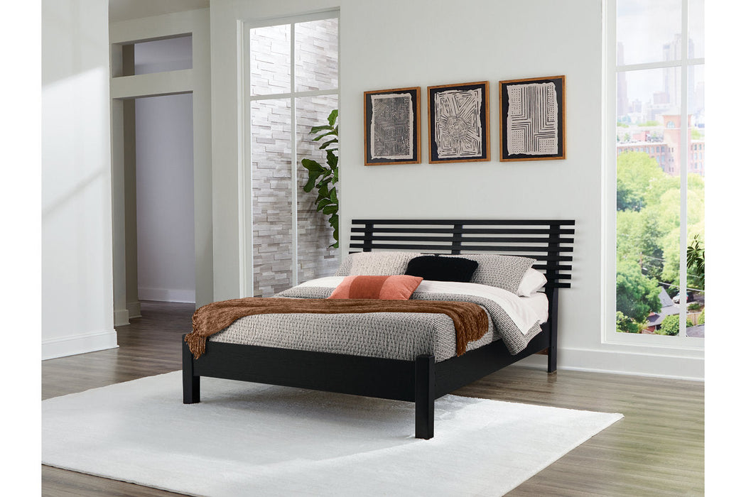 Danziar Black Queen Slat Platform Bed -  Ashley - Lara Furniture