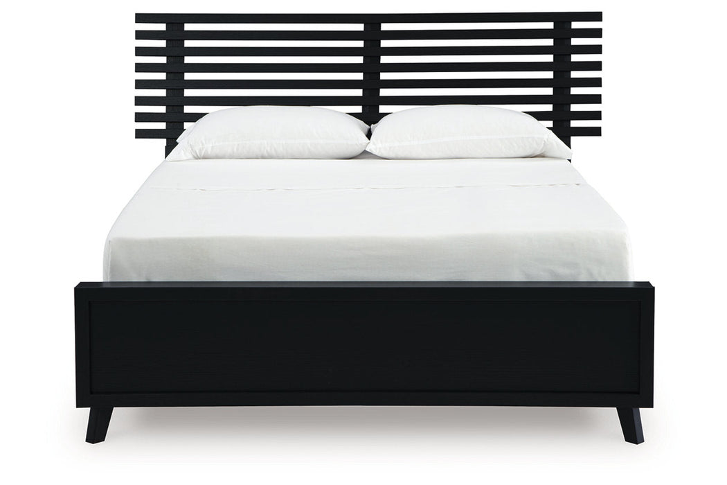 Danziar Black Queen Slat Platform Bed -  Ashley - Lara Furniture