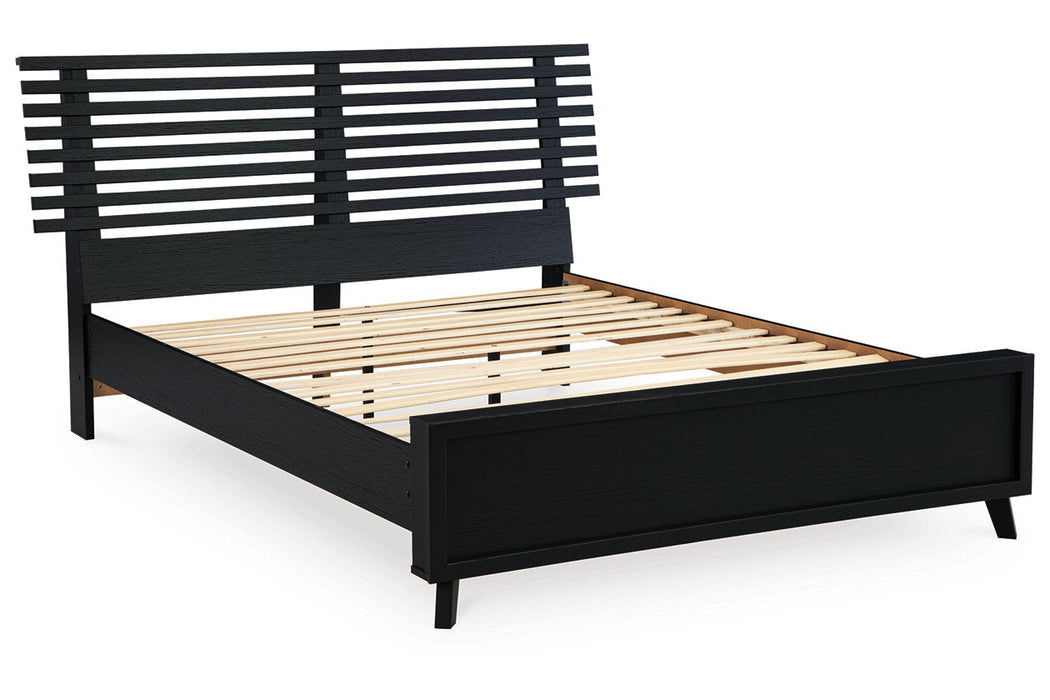 Danziar Black Queen Slat Platform Bed -  Ashley - Lara Furniture