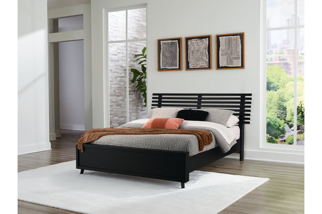 Danziar Black Queen Slat Platform Bed -  Ashley - Lara Furniture