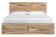 Hyanna Tan Brown Queen Platform Storage Bed with 1 Under Bed Storage Drawer -  Ashley - Lara Furniture