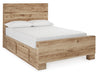 Hyanna Tan Brown Queen Platform Bed with 2 Side Storage -  Ashley - Lara Furniture