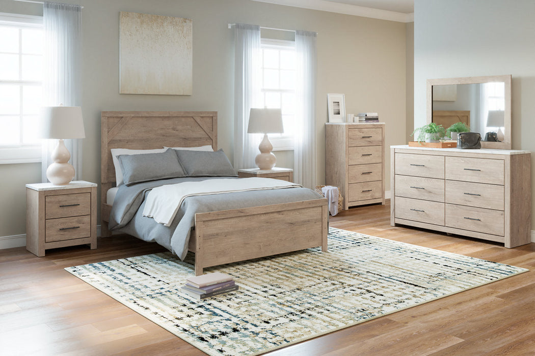 Senniberg Light Brown/White Full Panel Bed -  - Lara Furniture