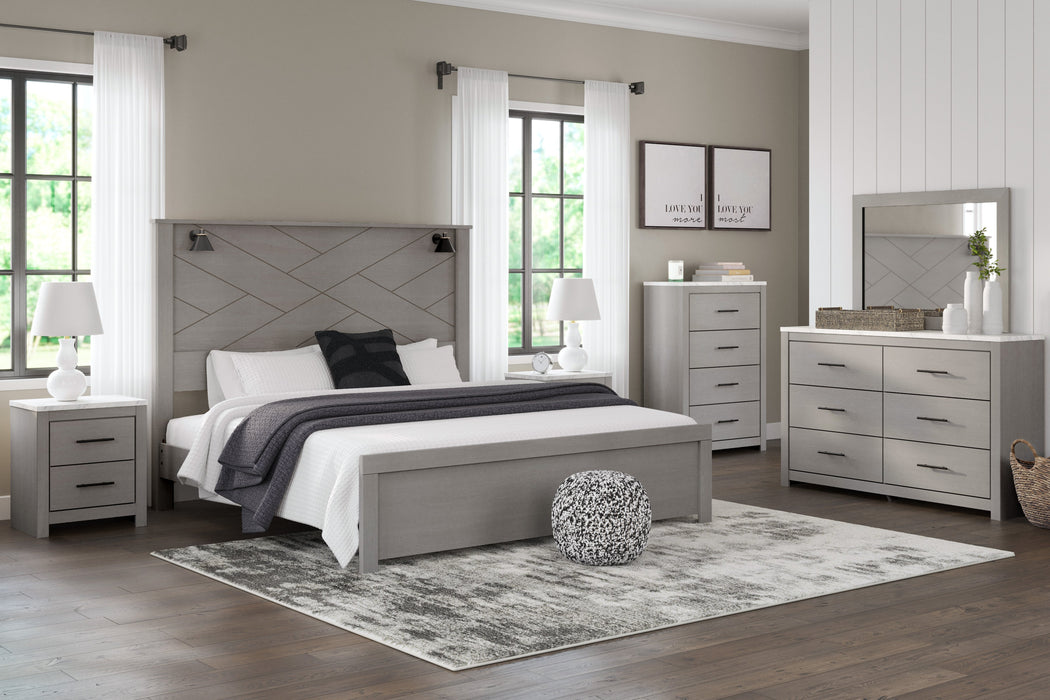 Cottonburg Light Gray/White Lighted Panel Bedroom Set