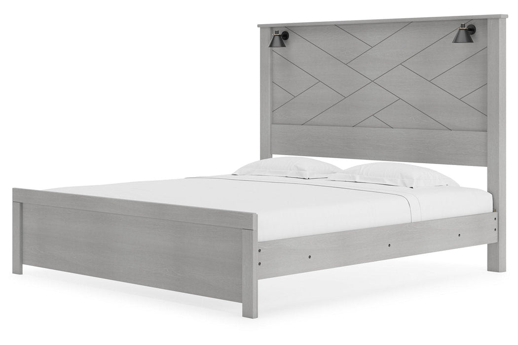 Cottonburg Light Gray/White King Panel Bed