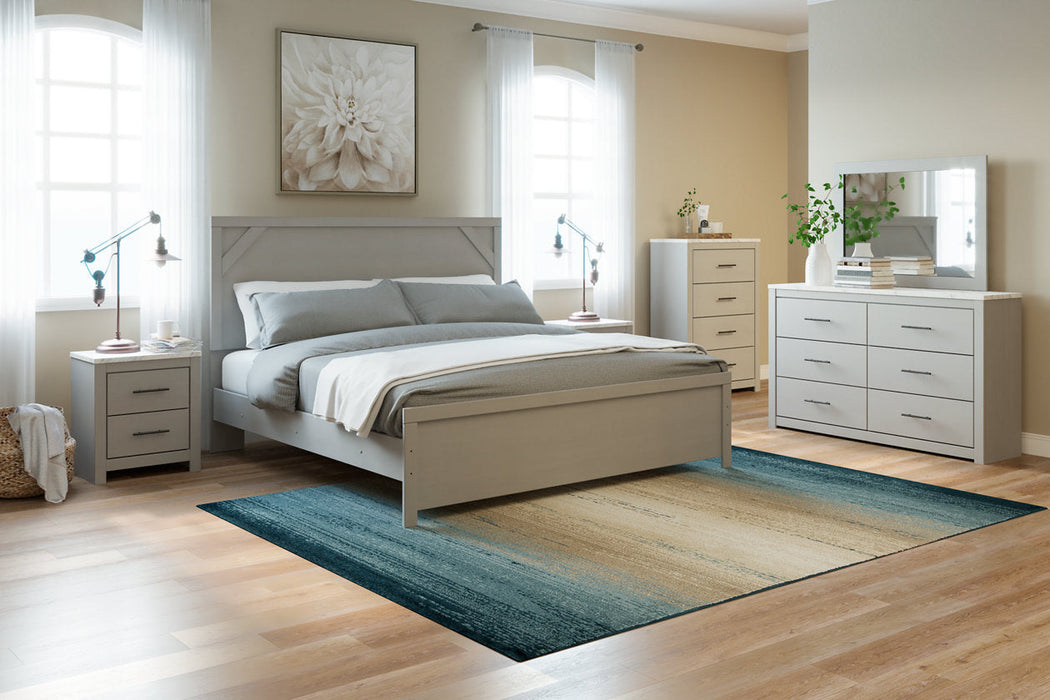 Cottonburg Light Gray/White King Panel Bed -  - Lara Furniture