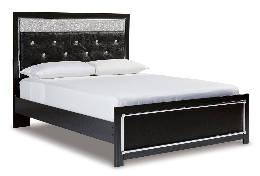 Kaydell Black King Upholstered Panel Platform Bed