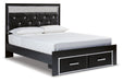 Kaydell Black Queen Upholstered Platform Storage Platform Bed -  Ashley - Lara Furniture