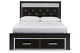 Kaydell Black Queen Upholstered Platform Storage Platform Bed -  Ashley - Lara Furniture