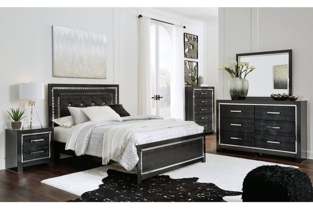 Kaydell Black Queen Upholstered Panel Bed