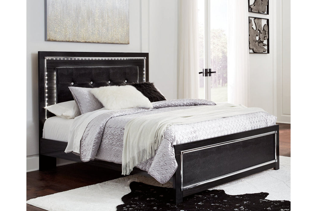 Kaydell Black Queen Upholstered Panel Bed