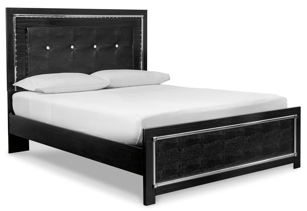 Kaydell Black King Upholstered Panel Bed