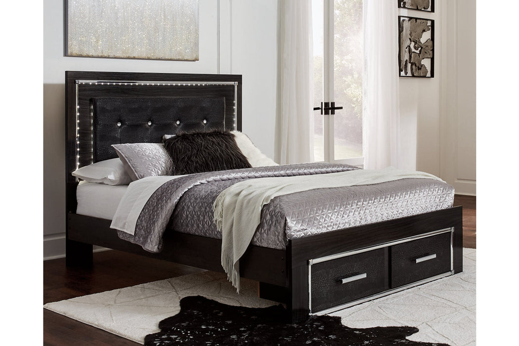 Kaydell Black Queen Panel Bed with Storage