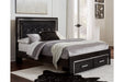 Kaydell Black Queen Upholstered Platform Bed with Storage -  Ashley - Lara Furniture