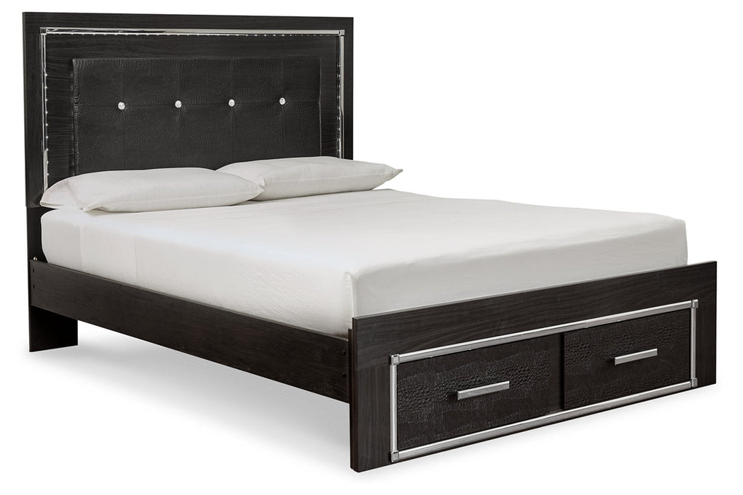 Kaydell Black Queen Upholstered Platform Bed with Storage -  Ashley - Lara Furniture