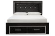 Kaydell Black Queen Upholstered Platform Bed with Storage -  Ashley - Lara Furniture