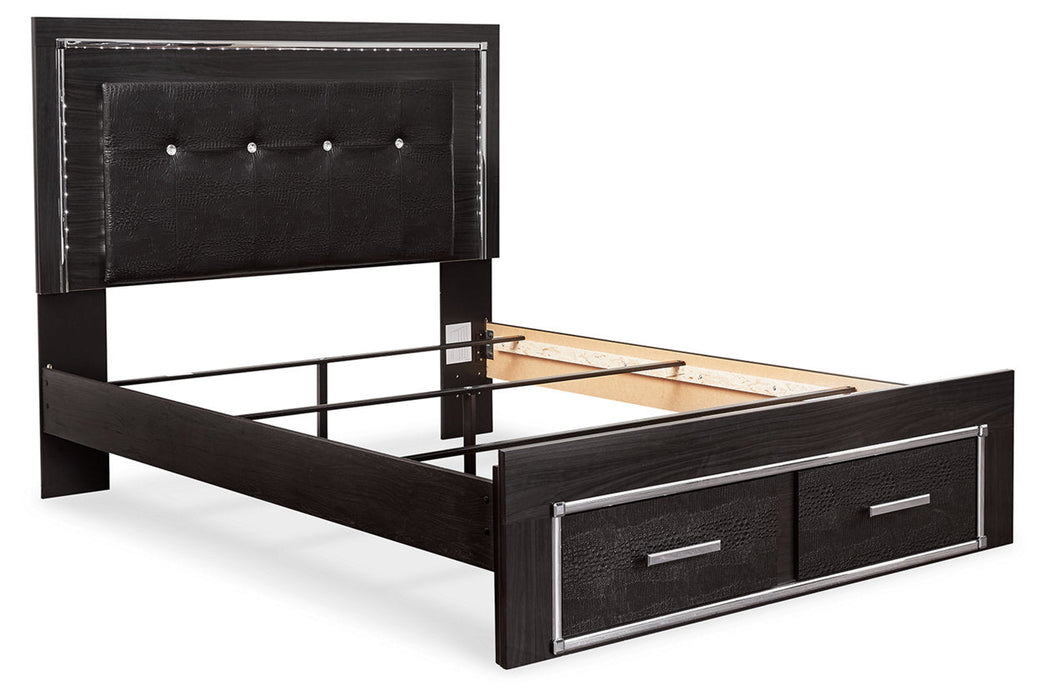 Kaydell Black Queen Panel Bed with Storage