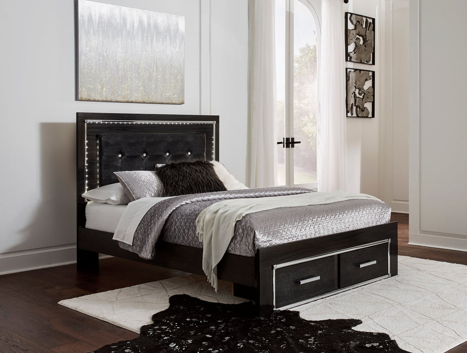 Kaydell Black LED Storage Platfom Bedroom Set