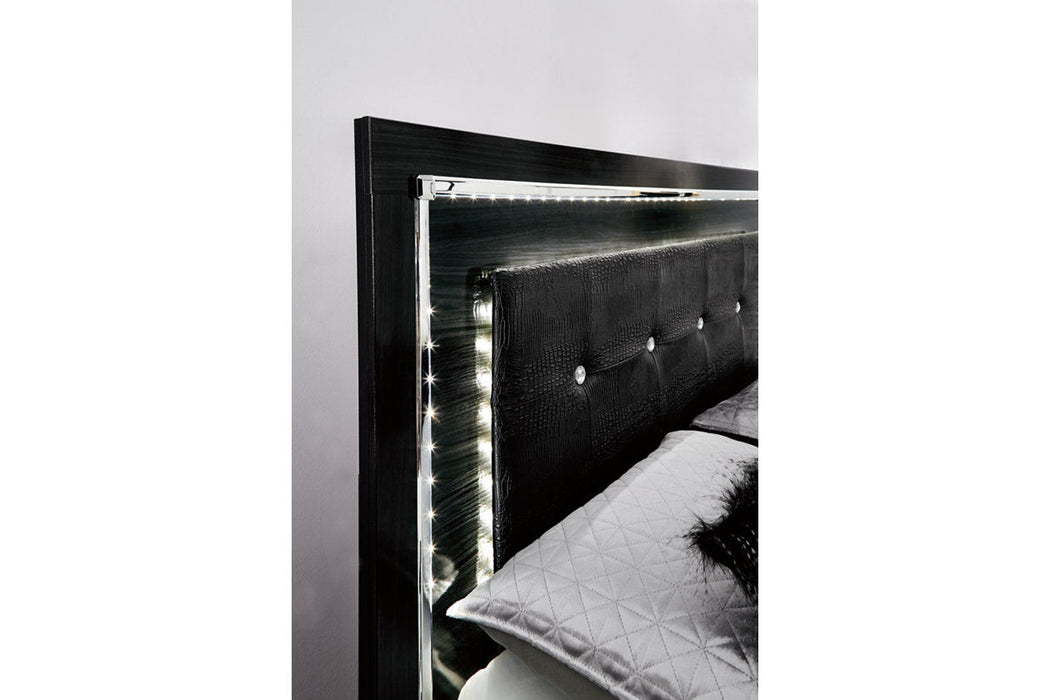 Kaydell Black Queen Upholstered Panel Bed