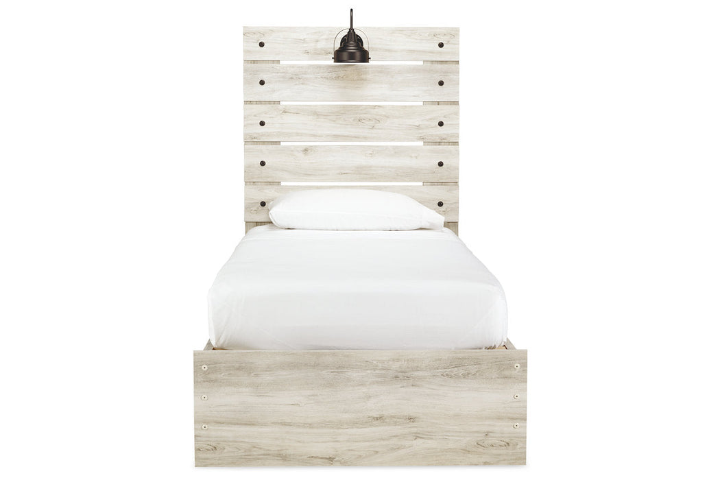 Cambeck Whitewash Twin Panel Bed with 2 Storage Drawers