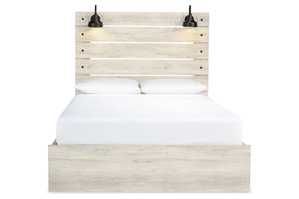 Cambeck Whitewash Queen Panel Bed with 2 Storage Drawers