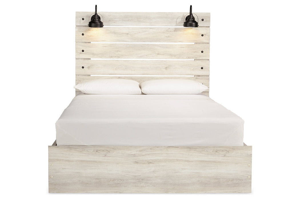 Cambeck Whitewash Queen Panel Bed with 4 Storage Drawers