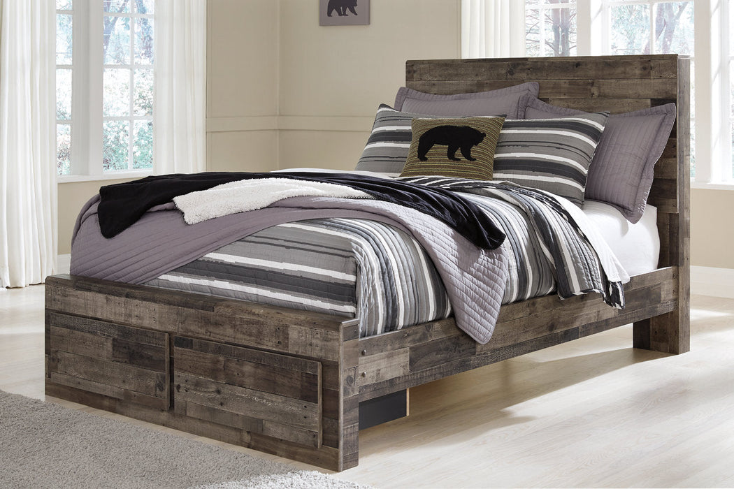 Derekson Multi Gray Full Panel Bed with 2 Storage Drawers