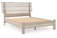 Hasbrick Tan Queen Slat Platform Bed -  Ashley - Lara Furniture