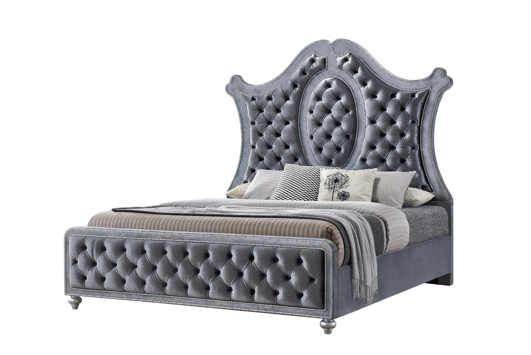 Cameo Gray Upholstered Panel Bedroom Set