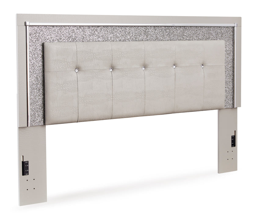 Zyniden Silver LED Upholstered Panel Bedroom Set