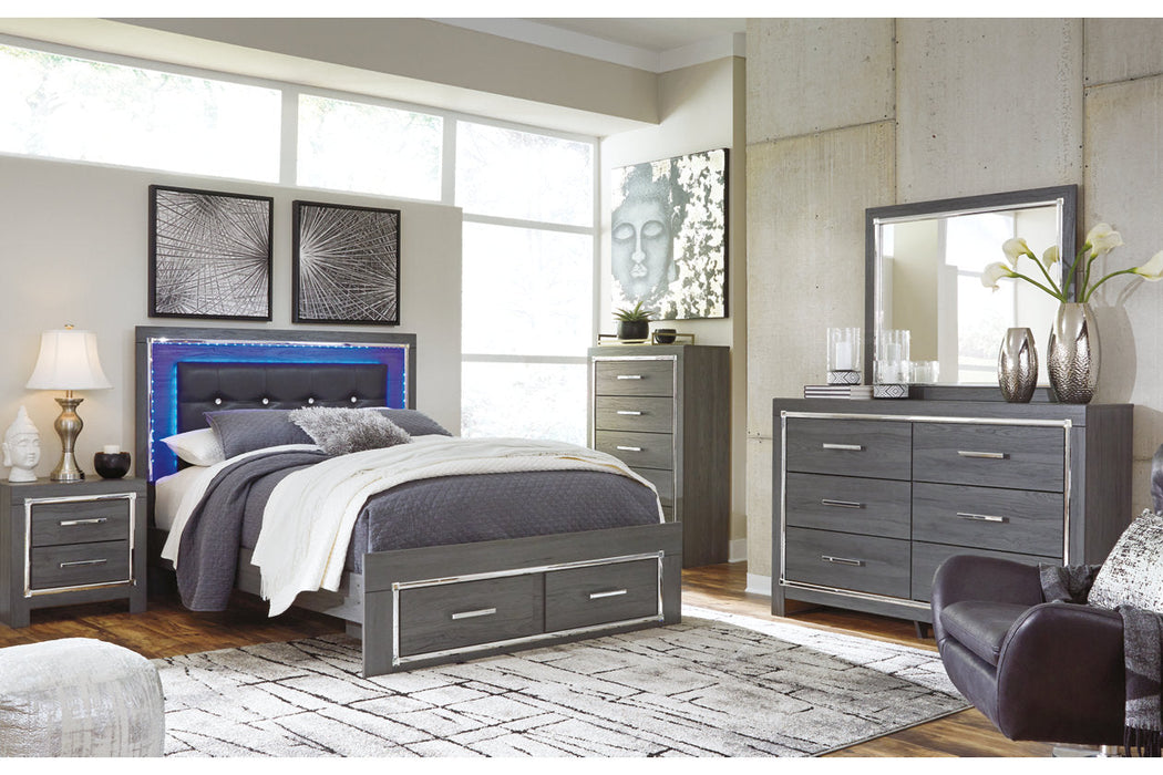 Lodanna Gray Queen Panel Bed with 2 Storage Drawers