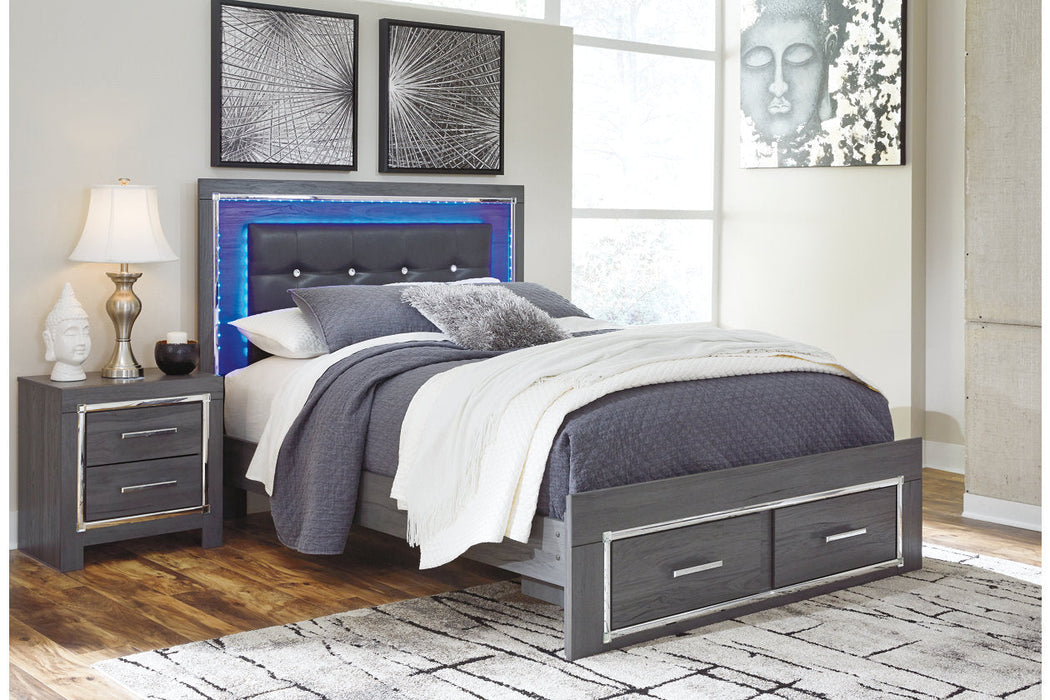 Lodanna Gray Queen Panel Bed with 2 Storage Drawers