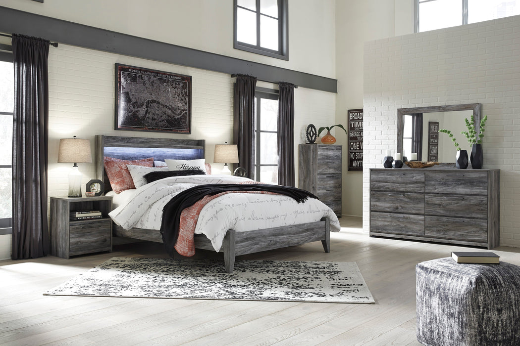 Baystorm Gray LED Panel Bedroom Set