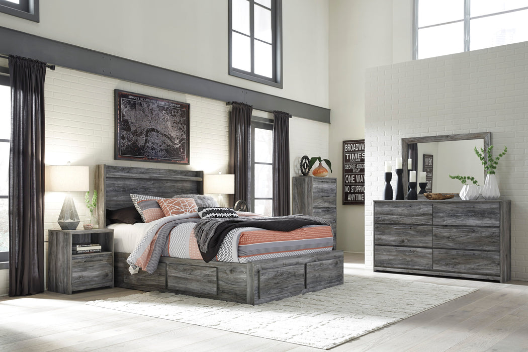 Baystorm Gray LED Double Side/Footboard Storage Platform Bedroom Set